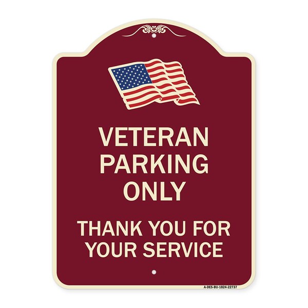 Veteran Parking Thank You for Your Service Heavy-Gauge Aluminum Sign, 24" x 18", BU-1824-22737